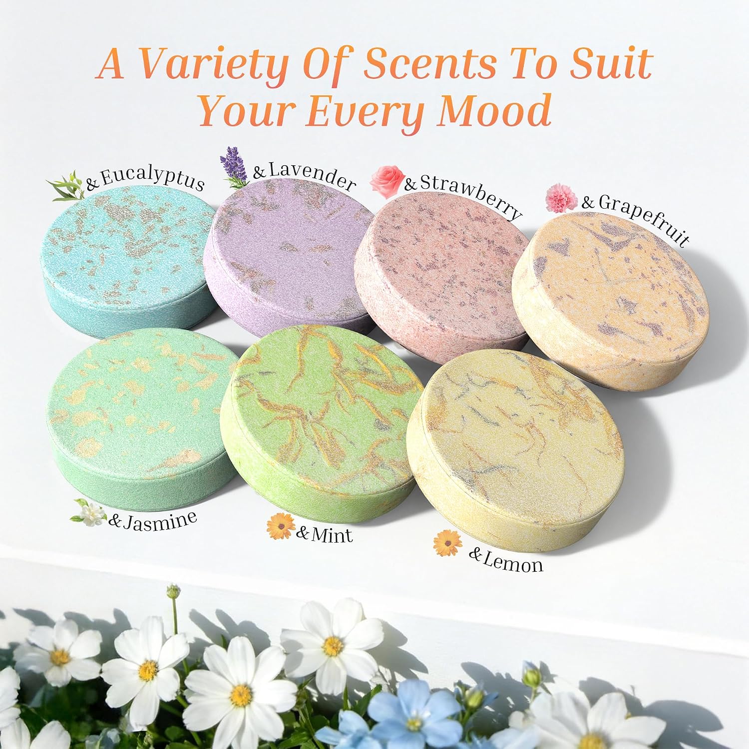 Shower Steamers Aromatherapy 8 Pack, Pastel Garden Style | Natural Essential Oil Shower Bombs, Self Care & Stress Relief, Birthday Gifts for Women and Men, Home Spa & Relaxation
