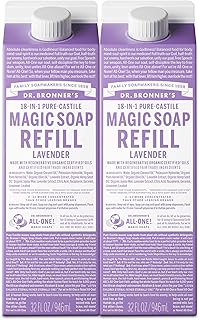 Dr. Bronner's Magic Soap-Pure-Castile Liquid Refill (Lavender, 32 ounce, 2-Pack) - Made with Regenerative Organic Certified Oils, For Body, Hair, Laundry, Pets & Dishes, Concentrated, Vegan, Non-GMO