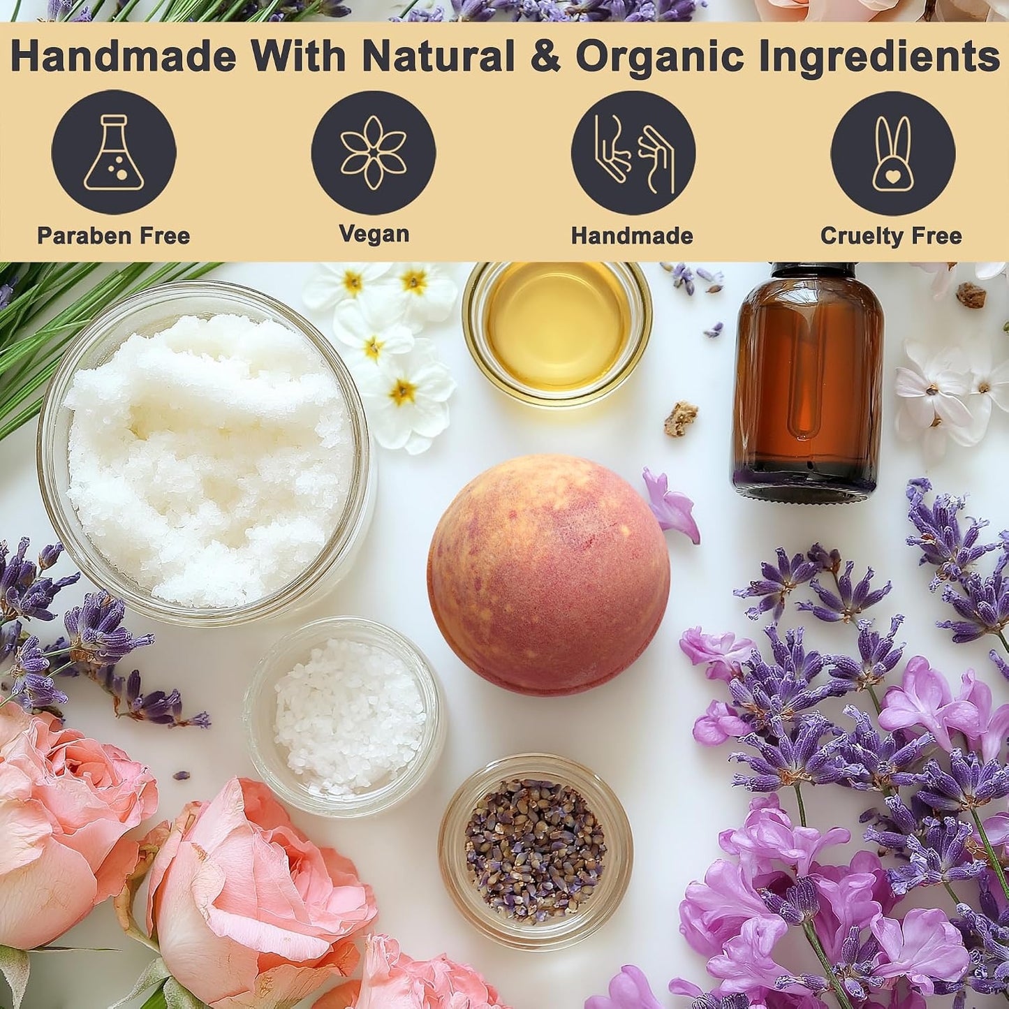 Aqua Elegante Flower Bath Bombs Gift Set - 12 Large Bathbombs for Women with Scented Essential Oils and Moisturizing Shea Butter, No Stain, Natural, Vegan Spa Present for Mom, Wife, Girlfriend