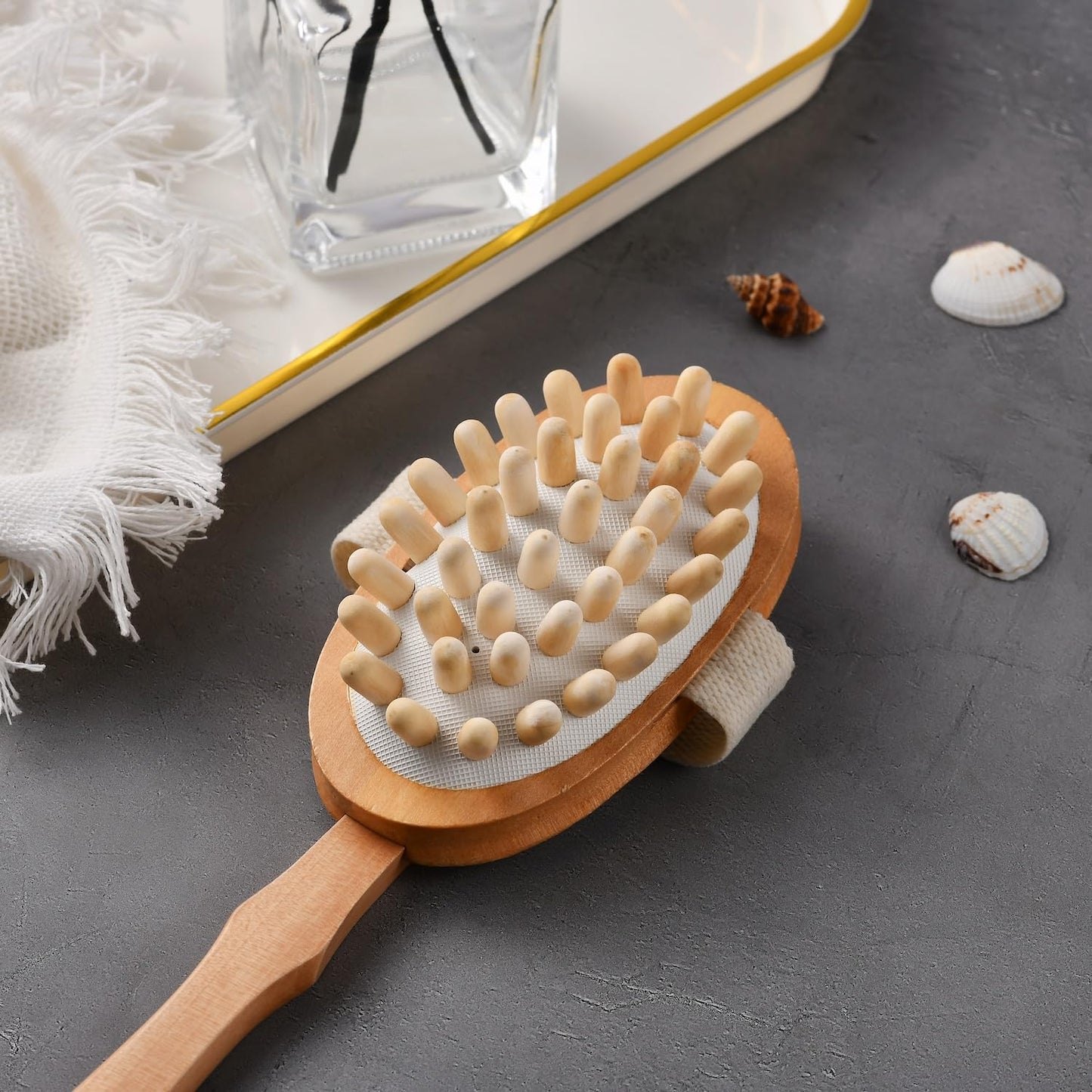 Dry Brushing Body Brush Set – Natural Bristle Spa Exfoliator Kit with Face Cleansing Brush, Long Dry Brushing Body Brush for Lymphatic Drainage & Massaging Cellulite Brush for Smooth, Radiant Skin
