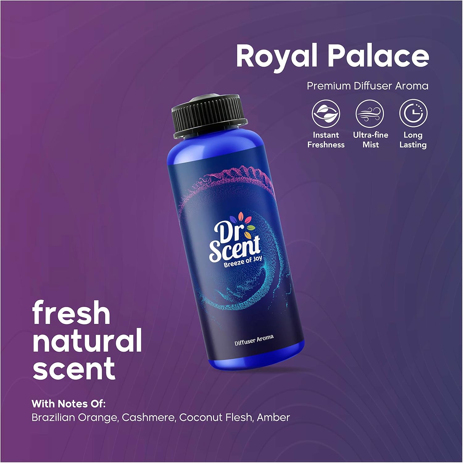 Dr Scent Diffuser Aroma Oil - Royal Palace - Brazilian Orange (Top), Narcotique, (Middle) Cashmere, Coconut Flesh, (Base) Amber and Musk Notes (500ml)