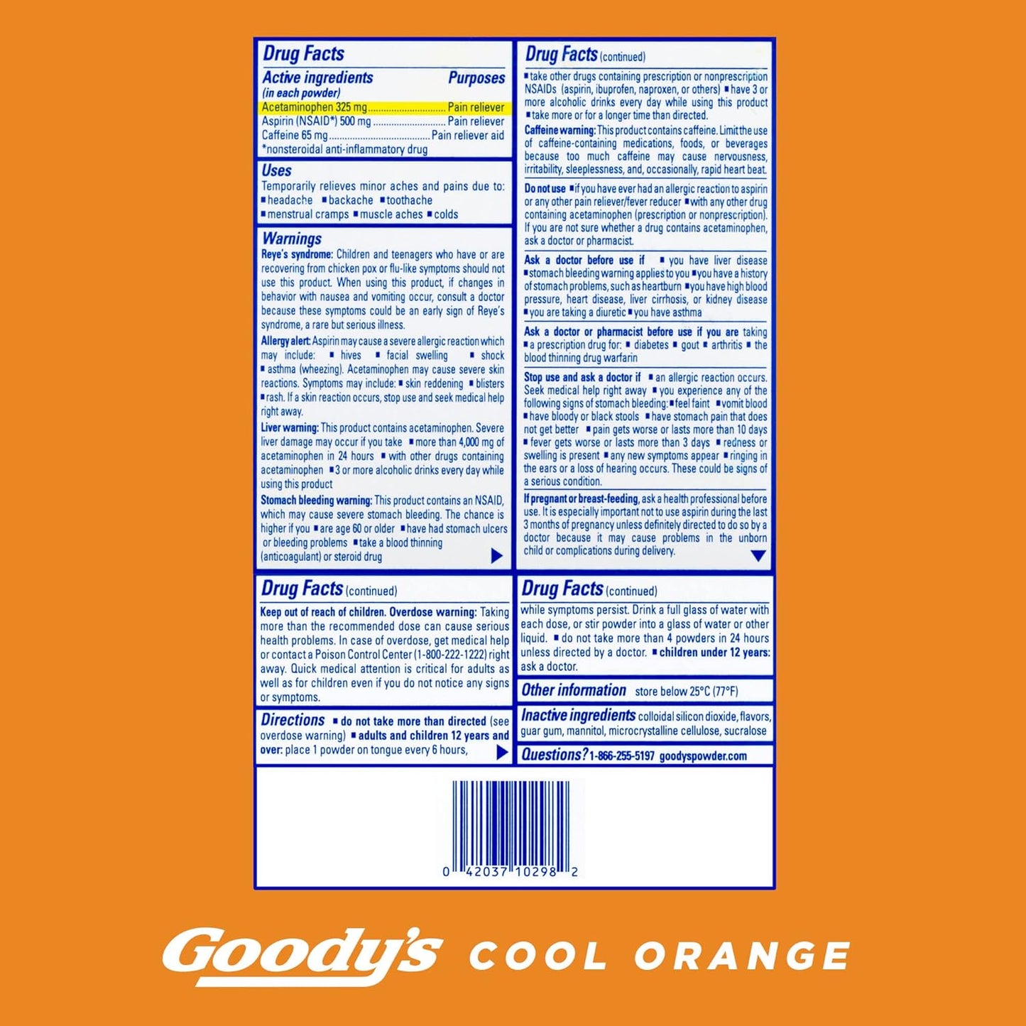 Goody's Extra Strength Headache Powder, Cool Orange Flavor Dissolve Packs, 24 Individual Packets (2 Pack)