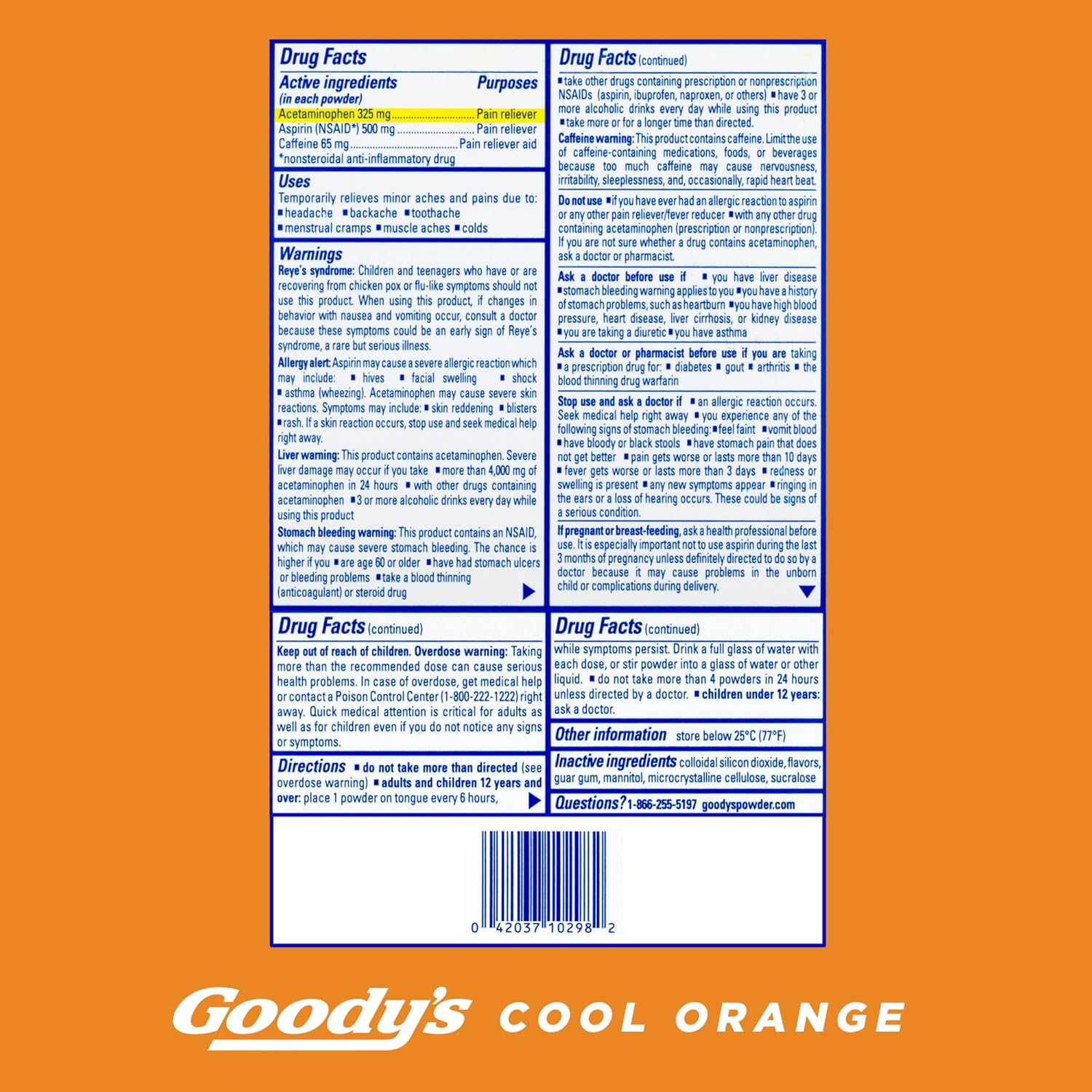 Goody's Extra Strength Headache Powder, Cool Orange Flavor Dissolve Packs, 24 Individual Packets (2 Pack)