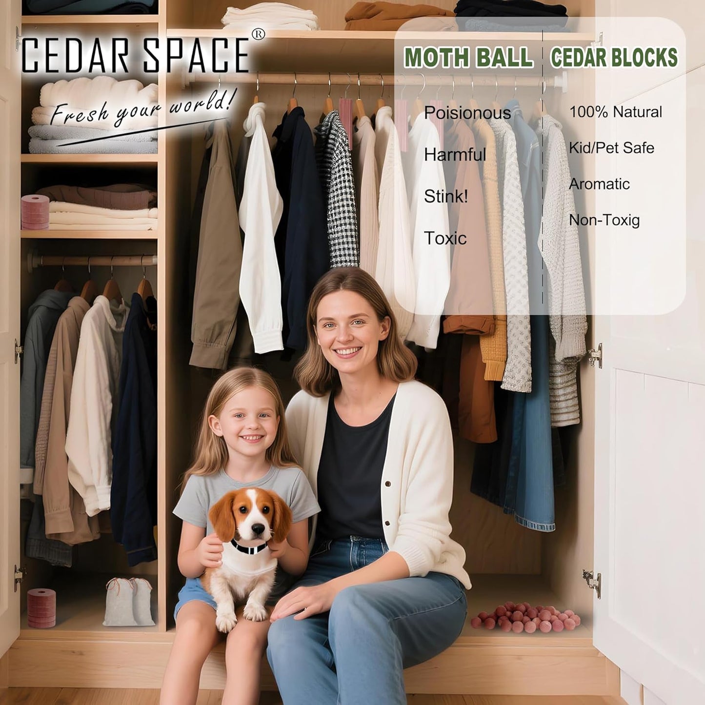 Save 15% on Cedar Blocks for Clothes Storages, 100% Aromatic Red Ceder Sachets Natural Wood Chips 16 Pcs and Cedar Ball and Chips 40Pcs