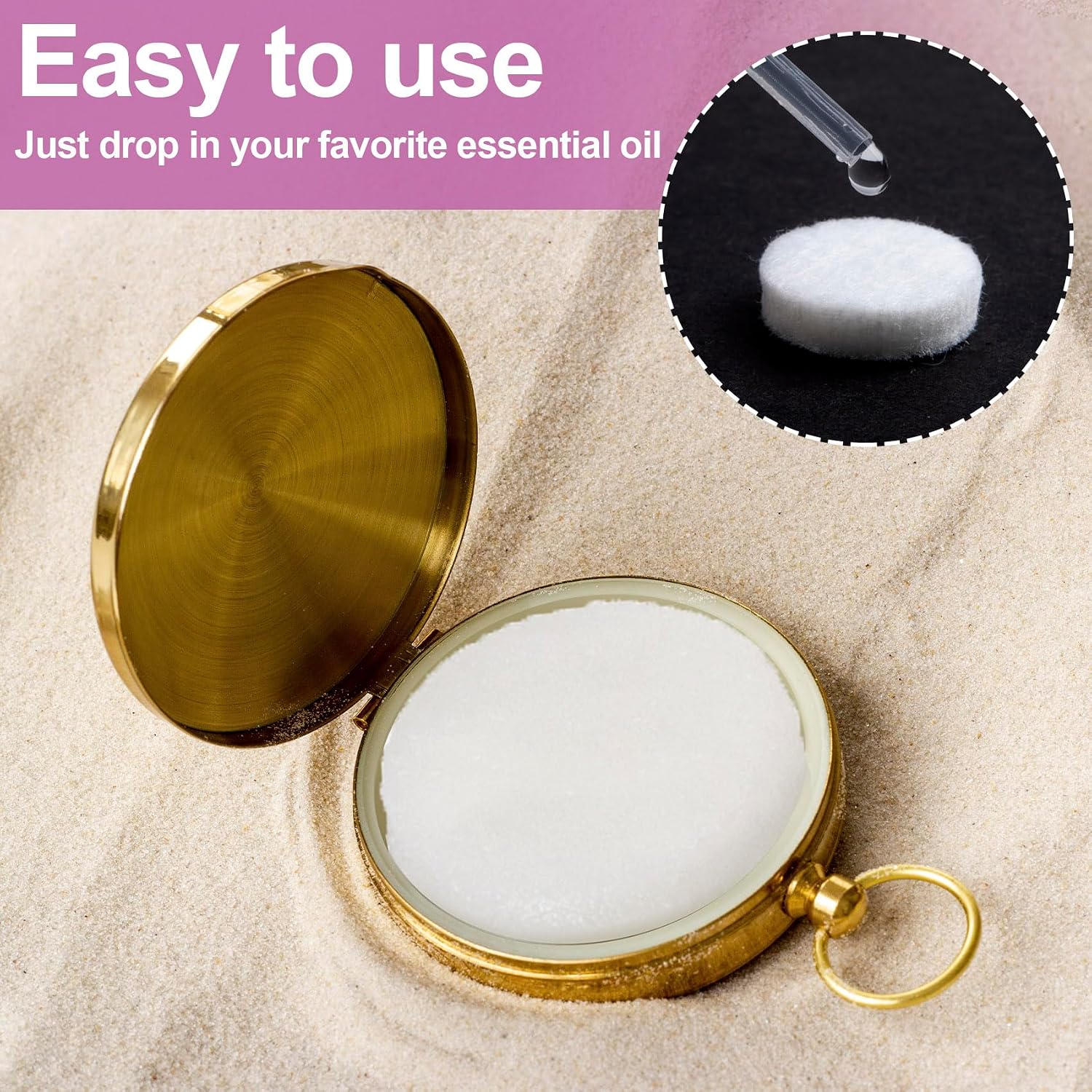 100pcs Aromatherapy Refill Felt Pads, 0.67in/17mm Unscented Air Freshener Replacement Pads, Perfumes Refill Tablets for Car Diffuser- White