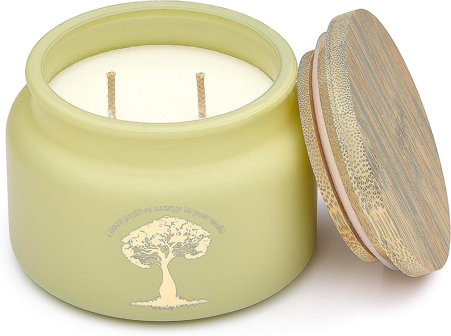 White Sage Meditation and Yoga Candle for Energy Clearing and Protection - 50 Hour Clean Burning Soy Wax - 2-Wick Spiritual Aromatherapy Smudge Candle with Guided Materials -9.5oz
