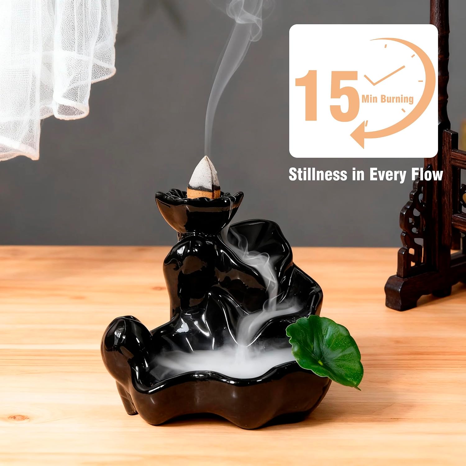 STRN Backflow Incense Cones with Burner for Waterfall, 8 Scented Incense Cone 24 PCS, Sandalwood, Agarwood, Jasmine, Lavender, Backflow Smoke Burning Cone Incense Bulks for Home Fragrance, Bathroom