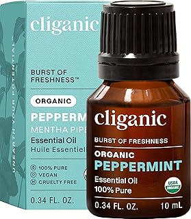 Cliganic Organic Peppermint Essential Oil, 100% Pure Natural Undiluted, for Aromatherapy | Non-GMO Verified