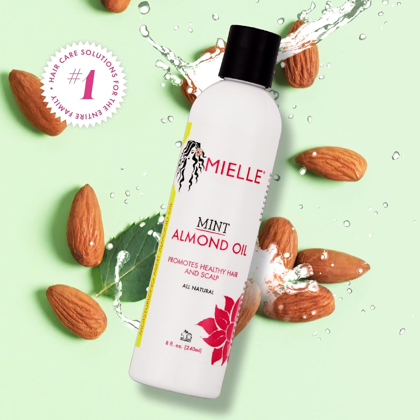 Mielle Organics Mint Almond Oil - Lightweight Dry Scalp Oil to Lock in Moisture and Help Encourage Longer, Healthier Hair - Suitable for All Hair Types (8 Fl Oz)