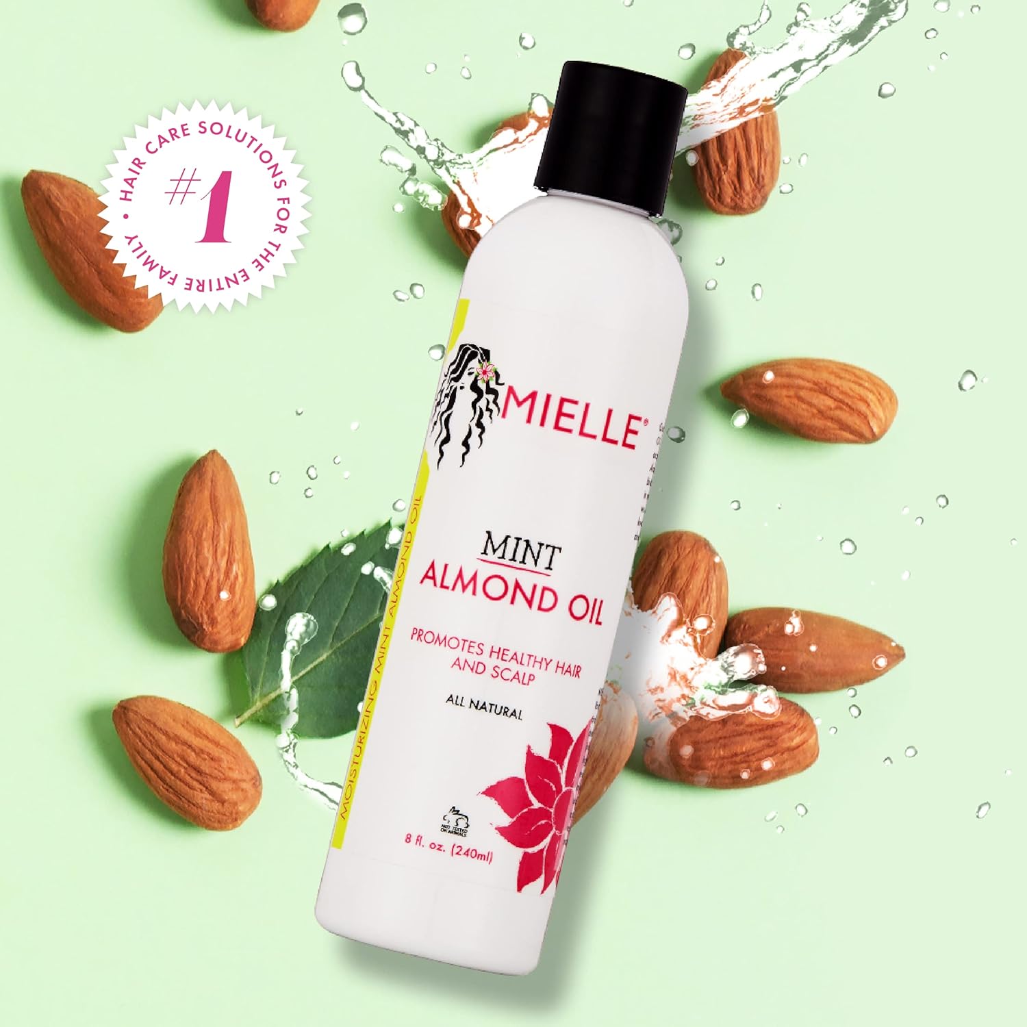 Mielle Organics Mint Almond Oil - Lightweight Dry Scalp Oil to Lock in Moisture and Help Encourage Longer, Healthier Hair - Suitable for All Hair Types (8 Fl Oz)