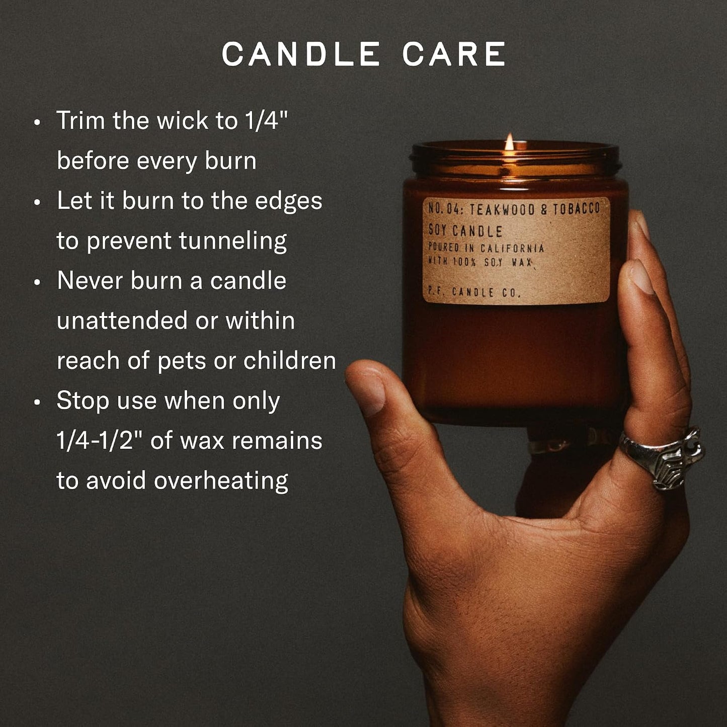 P.F. Candle Co. Ojai Lavender Classic Standard Scented Soy Wax Candle (7.2 oz) 40-50 Hour Burn Time, Amber Glass Jar, Made in The U.S.A.