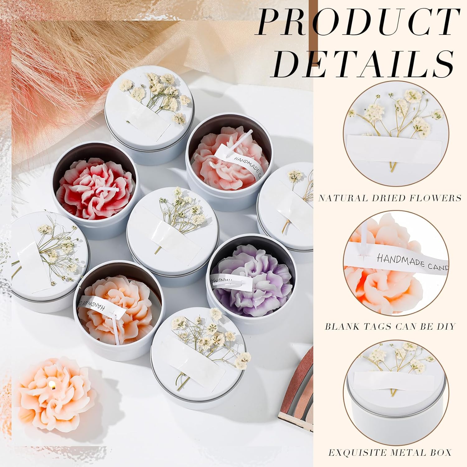 Threlaco 12 Pcs Flower Candles Scented Bridesmaid Gift Set Soy Wax Aromatherapy Candles Bulk for Wedding Bridal Shower Home Guests Women Valentines Mothers Day Anniversaries Favor(Mixed Color)