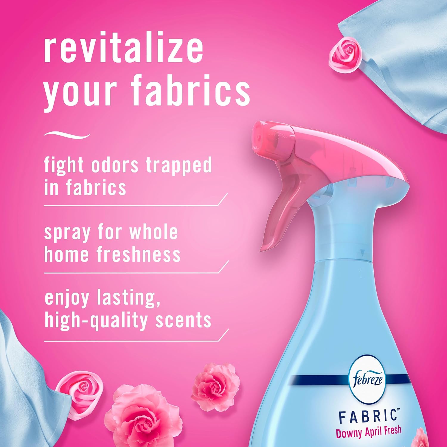 Febreze Fabric Spray Air Freshener, Odor-Fighting Fabric Refresher, Sneaker Balls Alternative, Couch Cleaner, Linen Spray, Multi-Use, Downy April Fresh Scent, 23.6 fl oz