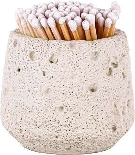 Concrete Match Holder with Strike, Matches in a jar for Bathroom Candle and Candle Match Jar for Fireplace BBQ Grill Matches, Decorative Modern Home Decor Gifts for Girls - No Matchsticks