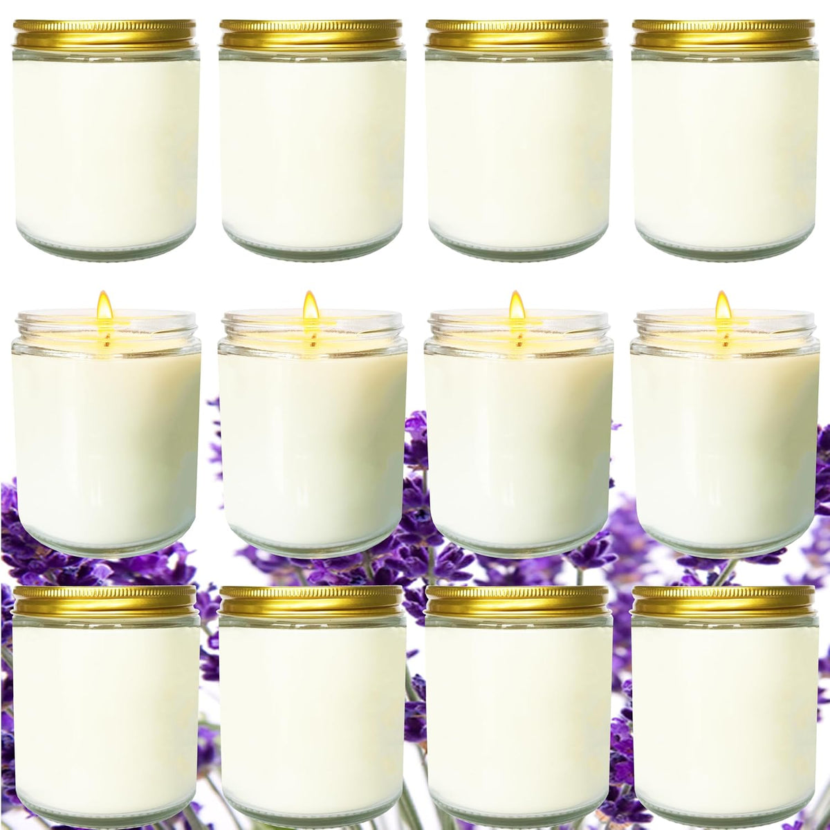 12 Pcs 8 Oz Bulk White Soy Candles