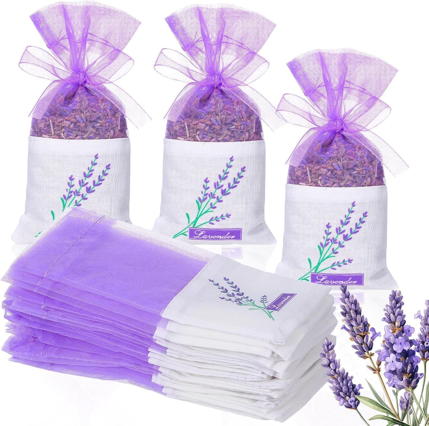 FOMIYES Sachet Bags 30-Pack Empty Lavender Sachet Bags Drawstring Jewelry Bag Breathable Mesh Storage Pouches for Lavender, Spice and Herbs