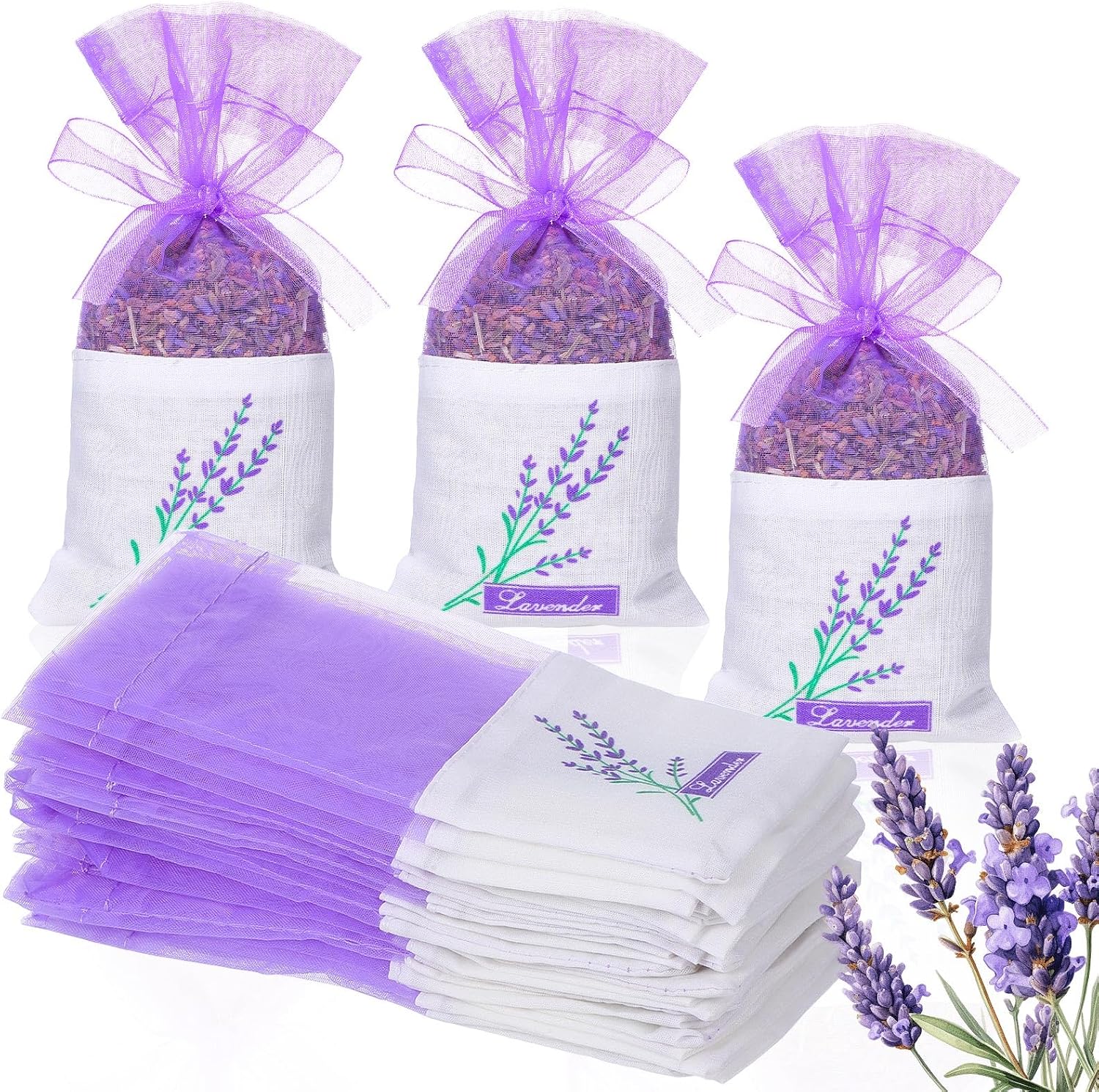 FOMIYES Sachet Bags 30-Pack Empty Lavender Sachet Bags Drawstring Jewelry Bag Breathable Mesh Storage Pouches for Lavender, Spice and Herbs