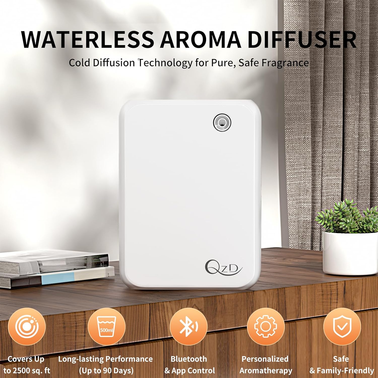 Waterless Scent Machine for Large Room, Bluetooth Cold Air Diffuser for Home & Commercial Use, Up to 2500 Sq.Ft, 500ML Capacity, Includes 160ML Essential Oil.