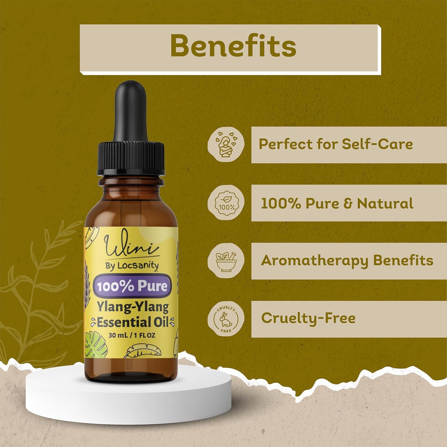 WINI by Locsanity Ylang-Ylang Essential Oil with Glass Dropper | 100% Pure & Natural Ylang-Ylang Diffuser Oil | Premium Grade Essential Oils for Skin Care, Aromatherapy, Hair & Scalp, Massage | 30ml