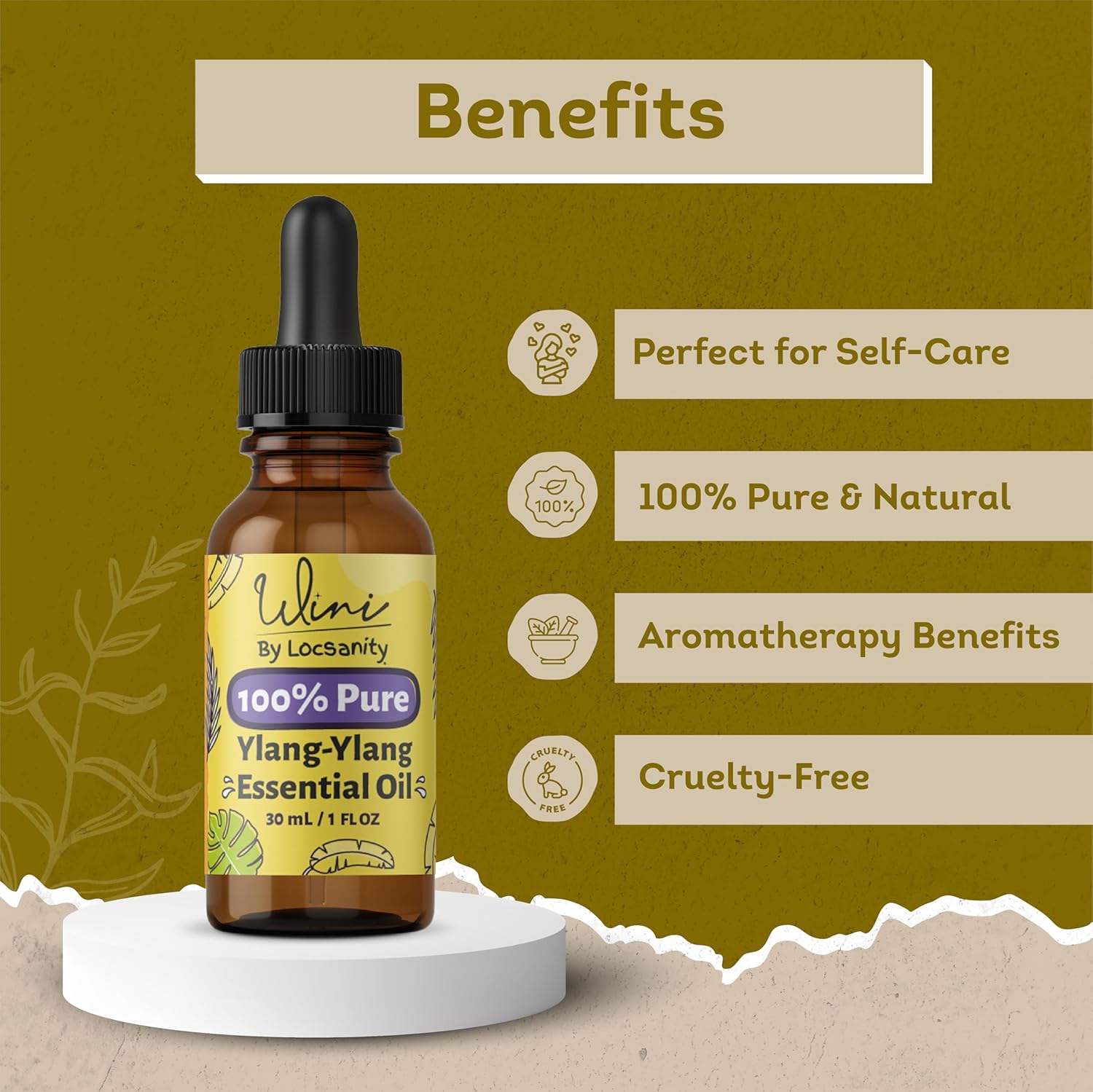 WINI by Locsanity Ylang-Ylang Essential Oil with Glass Dropper | 100% Pure & Natural Ylang-Ylang Diffuser Oil | Premium Grade Essential Oils for Skin Care, Aromatherapy, Hair & Scalp, Massage | 30ml