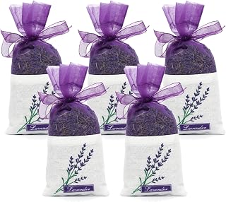 Lavender Sachets Bag for Drawers and Closets，Perfect for Cars, Gym Bags or Anyplace that Needs to Smell Better，Long-Lasting Fresh Scents，Pack of 5