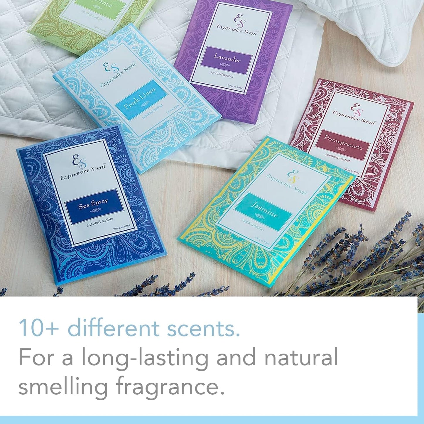 Expressive Scent – Home Fragrance Aromatic Sachets: Premium Long-Lasting Aroma, for Drawers Dressers Closets Car Kitchen, Lavender