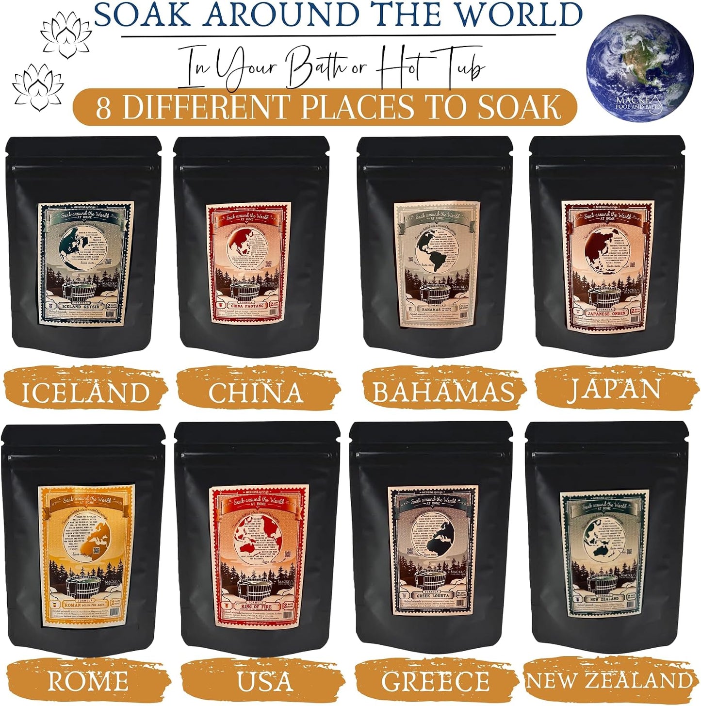 China Bath Soak (2 soaks per Bag) Soak in Hot Springs Around The World with Medicine Springs Dead sea Salt for Soaking and Bathing in Bath Minerals Add Dead Mineral Salts to Your Bath (China Soak)