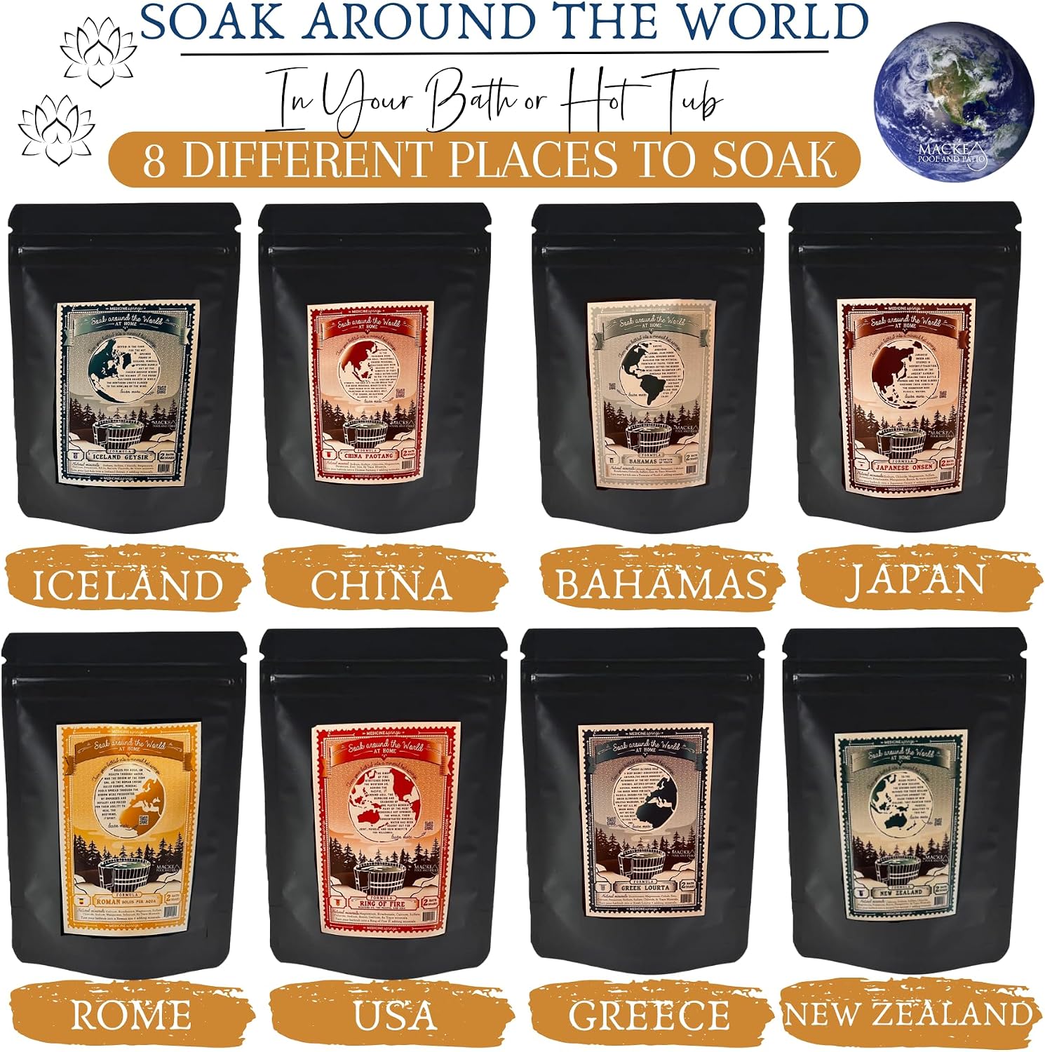 China Bath Soak (2 soaks per Bag) Soak in Hot Springs Around The World with Medicine Springs Dead sea Salt for Soaking and Bathing in Bath Minerals Add Dead Mineral Salts to Your Bath (China Soak)