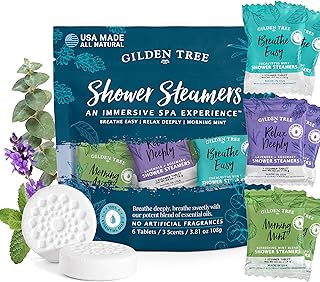 Gilden Tree Shower Steamers Aromatherapy Variety Pack – Sinus Relief, Relaxation & Energy Essential Oils, Birthday Gifts for Women Men Teens Adults, Individually Wrapped Made in USA (6 Pack, 3 Scents)
