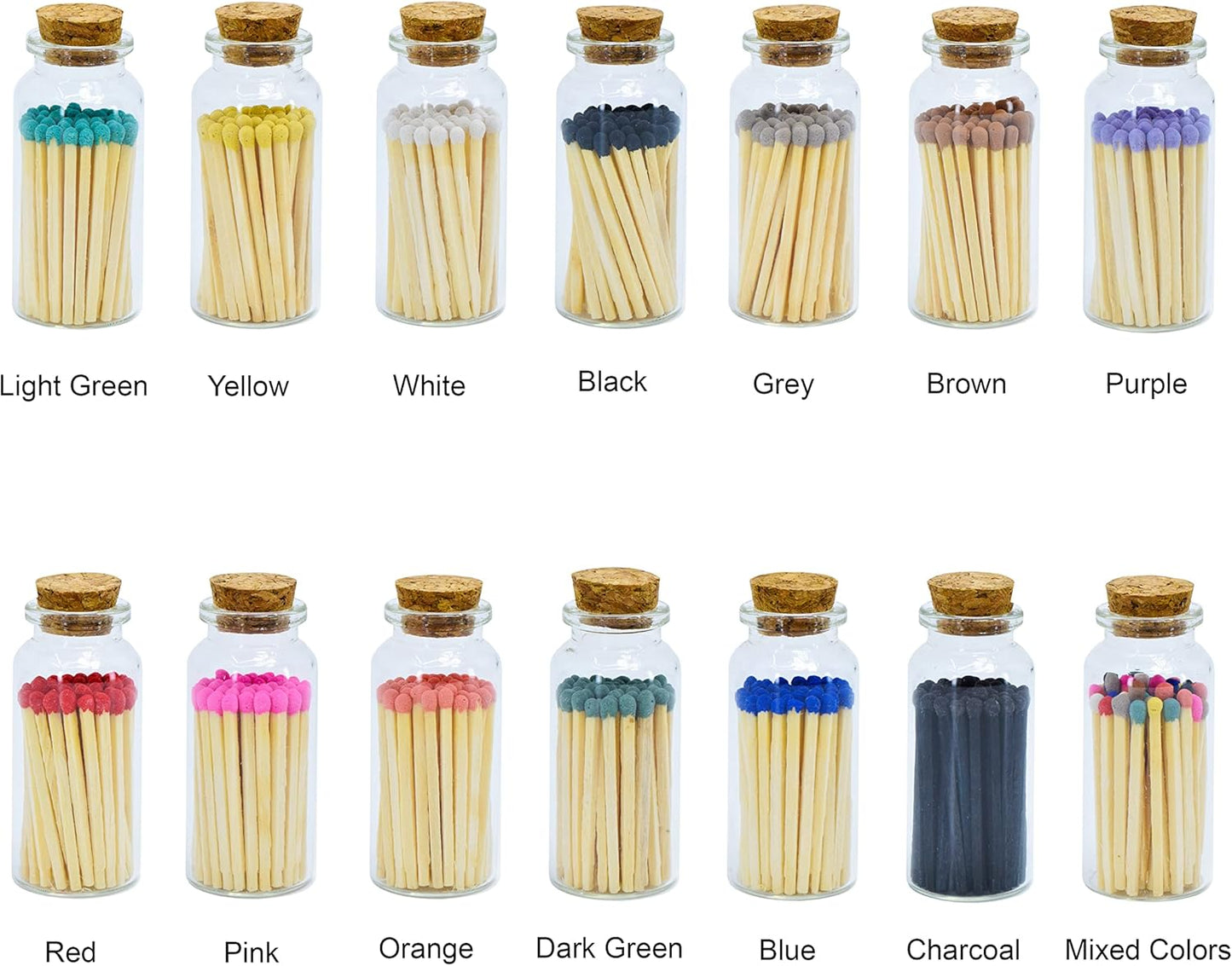 Chandler Studio 3 Bottles - 60+ Matchsticks Safety Matches in Jar - Strike On Bottle Glass Jar 2" Inch Matchsticks (20 Matchsticks Jar, Pink) (White, 3 Bottles)