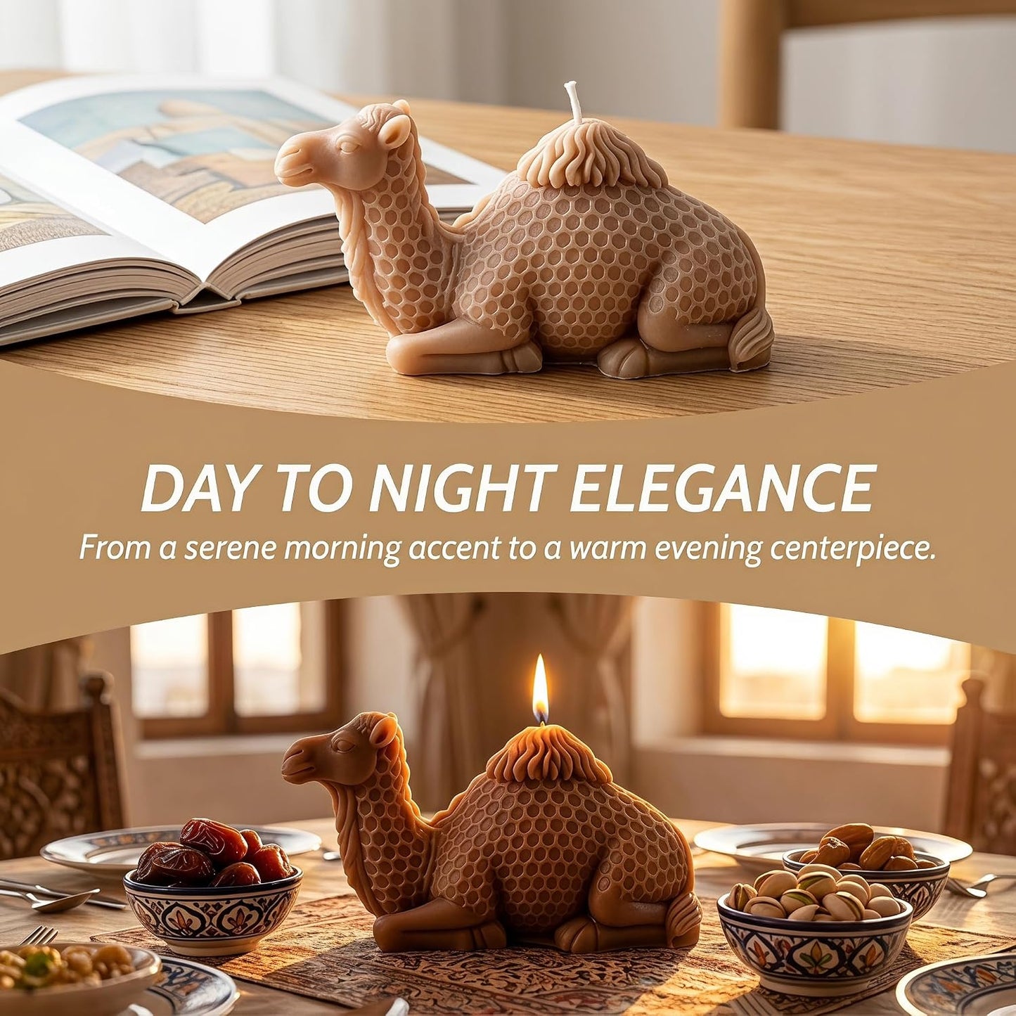 Camel Shaped Scented Candle,Arabian Style Animal Figure Design,Soy Wax Sandalwood Essential Oil Aroma Decorative Candle for Living Room,Religious Gift,Meditation