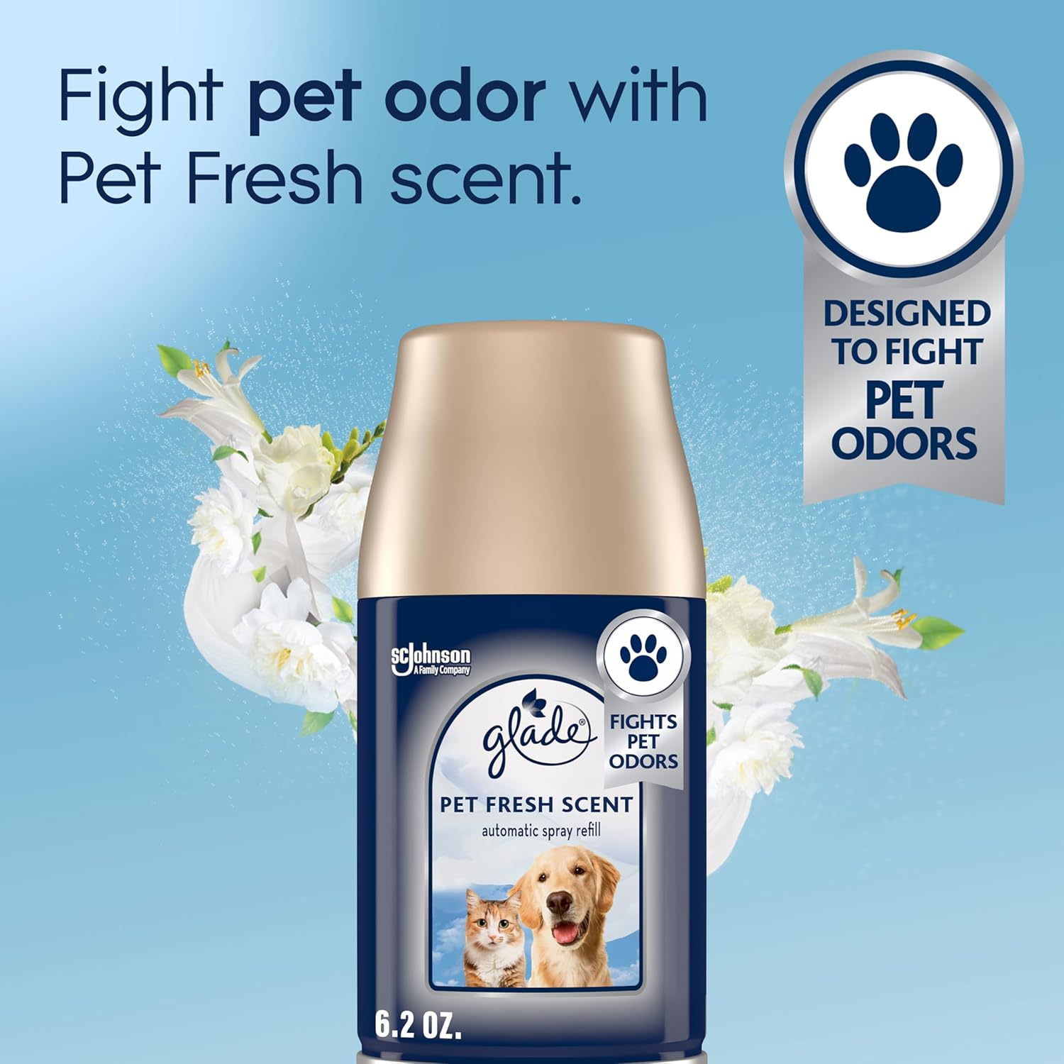 Glade Automatic Spray Refill Starter Kit, Pet Fresh Scent, Scented Air Freshener for Home and Bathroom, 6.2 Oz, 1 Holder + 1 Refill