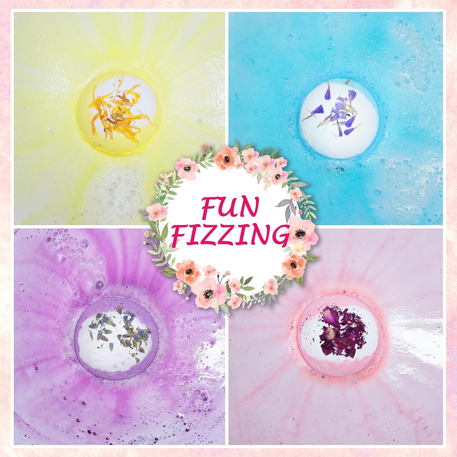 Bath Bombs for Women Relaxing-4 Natural and Organic Bath Bombs with Essential Oils & Moisturizing Shea Butter,Gifts for Her, Girls, Wife, Birthday and Christmas