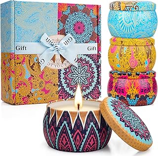 YINUO Scented Candle Gift Set for Women, 4 Pack Long-Lasting Scented Soy Wax Candles with Lavender, Fig, Lemon & Spring, Aromatherapy Candle for Relaxing, Gifts for Women, Mom & Home Décor