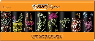 BIC Maxi Pocket Lighter, Special Edition Neon Series, Great for Candles and Firepits, 8 Count Pack of Lighters