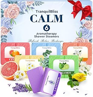TranquilBliss Shower Steamers with Natural Fragrance, 6 Pack Equals 12 Pack Shower Steamers, Valentine's Day Presents, Luxury Self Care & Relaxation, Stocking Stuffers for Women and Men