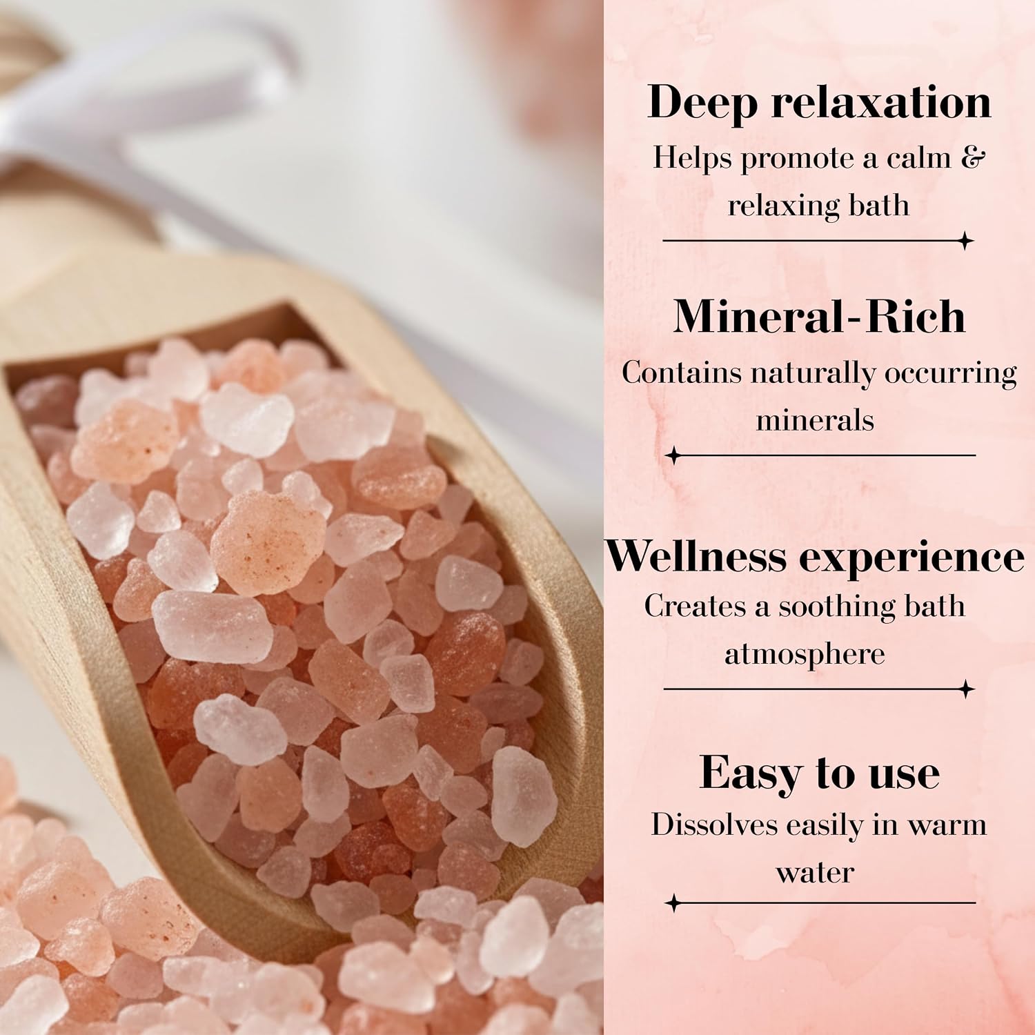MIMI MIMI Pink Himalayan Bath Salt Gift Set with Rose, Lemon and Lavender - 3 x 200g Bath Salts for Women Relaxing, Natural Aromatherapy Gifts for her, Mineral Bath Soaks, Spa Body Care, Foot Soak.