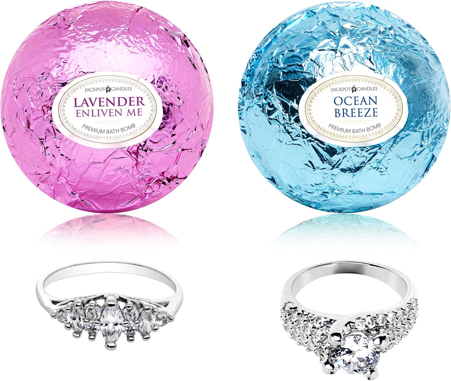 Ocean Breeze Lavender Bath Bombs Gift Set of 2 with Ring Surprise Inside Each Made in USA