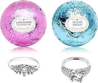 Ocean Breeze Lavender Bath Bombs Gift Set of 2 with Ring Surprise Inside Each Made in USA