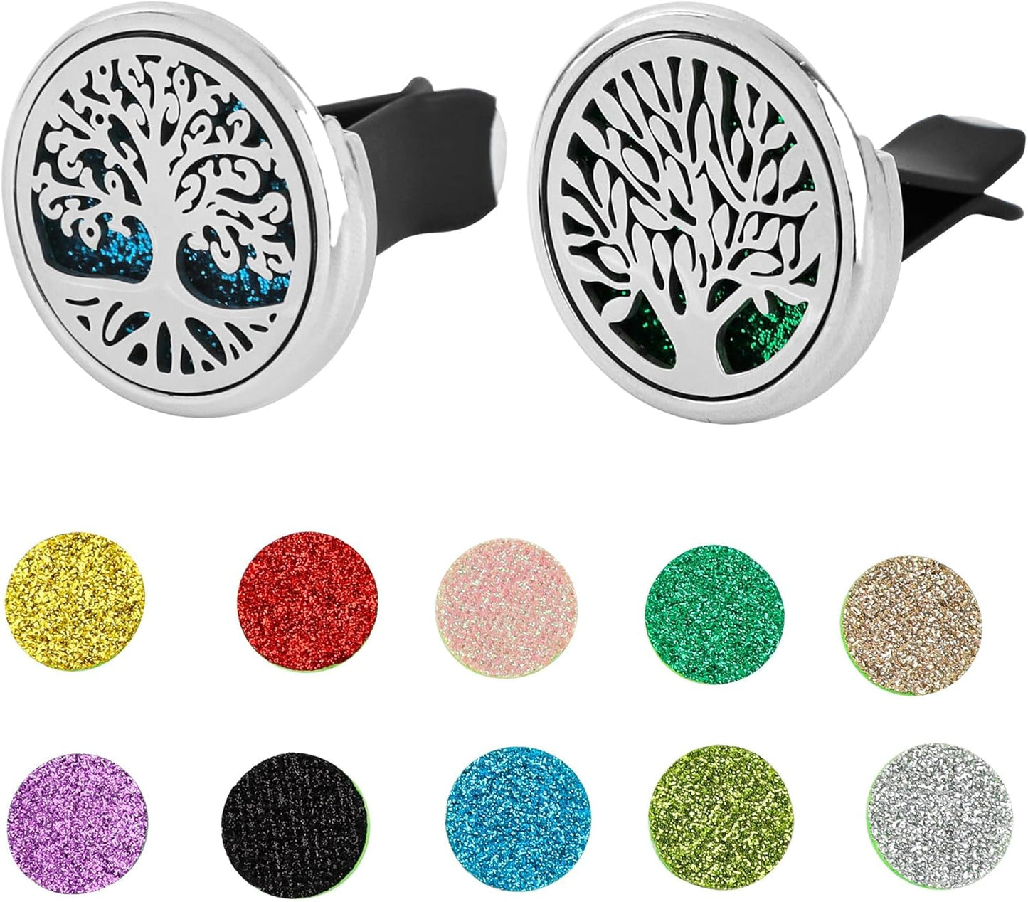 Framendino, 2 Pack 30mm Car Diffuser Vent Clips Life Tree Clip with 20 Shiny Felt Pads Essential Oil Fragrance for and Home