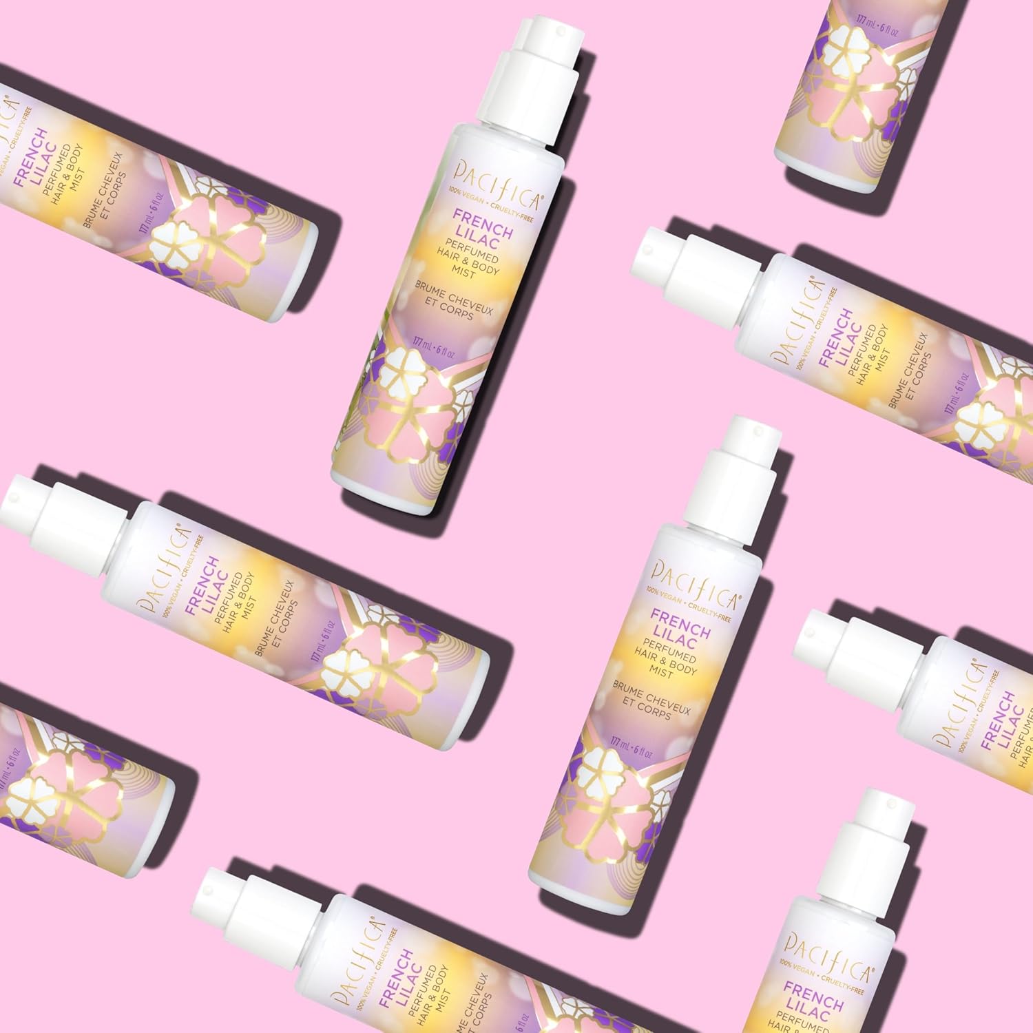 Pacifica French Lilac Hair & Body Mist – Clean Vegan Floral Hair Perfume Spray for Women, Fresh-Cut Lilac, Magnolia & Heliotrope Notes, Alcohol-Free Head-to-Toe Fragrance, Cruelty-Free, 6 Fl Oz