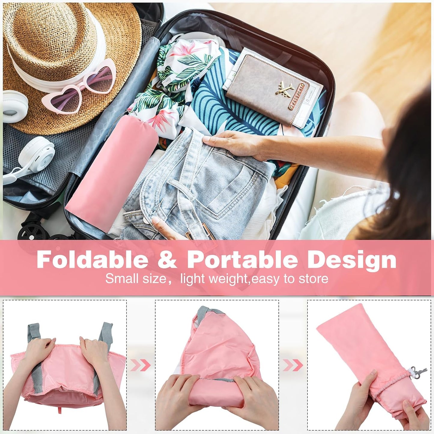 Maxcheck 14L 6 Pcs Pink Collapsible Foot Basin Tub Portable Soaking Feet Bath Bag Foldable Bucket with Handles Pedicure Foot Spa Tub for Travel Camping Outdoor Washing