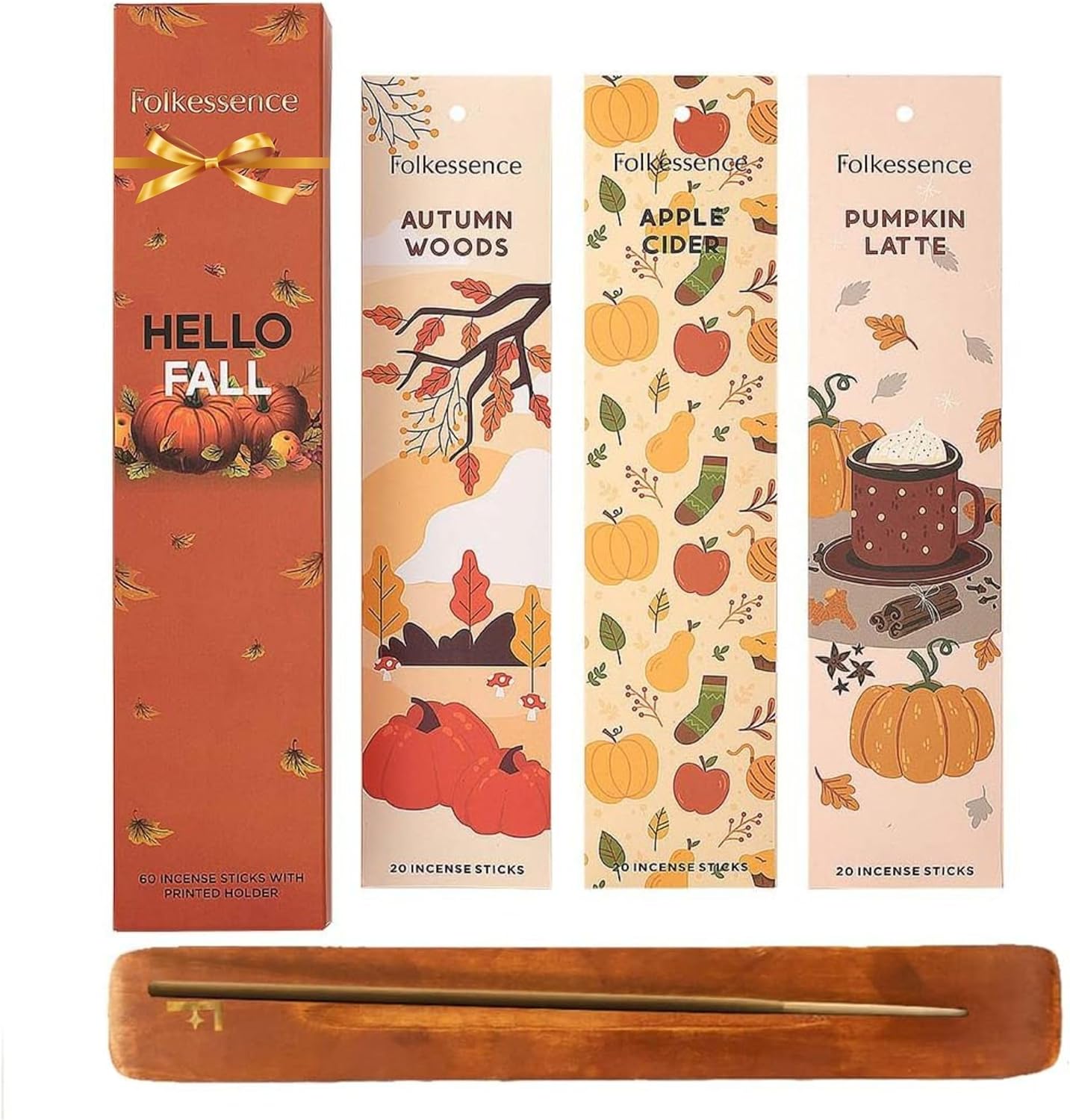 Folkulture Incense Stick Gift | Set of 3 Pumpkin Spice Organic Incense Sticks | Non-Toxic Xmas Decor for Indoor Decorations, Gift | Inscents-Sticks for Women