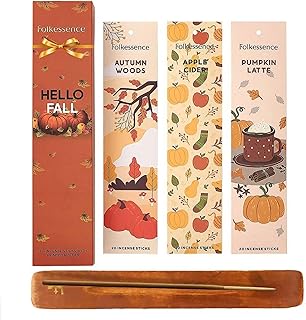 Folkulture Incense Stick Gift | Set of 3 Pumpkin Spice Organic Incense Sticks | Non-Toxic Xmas Decor for Indoor Decorations, Gift | Inscents-Sticks for Women