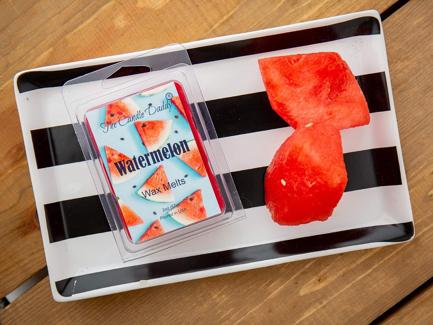 Watermelon - Sweet, Sugary Fruit Scented Melt- Maximum Scent Wax Cubes/Melts- 1 Pack -2 Ounces- 6 Cubes Gift for Women, Men, BFF, Friend, Wife, Mom, Birthday, Sister, Daughter, Long Lasting Wax Tart