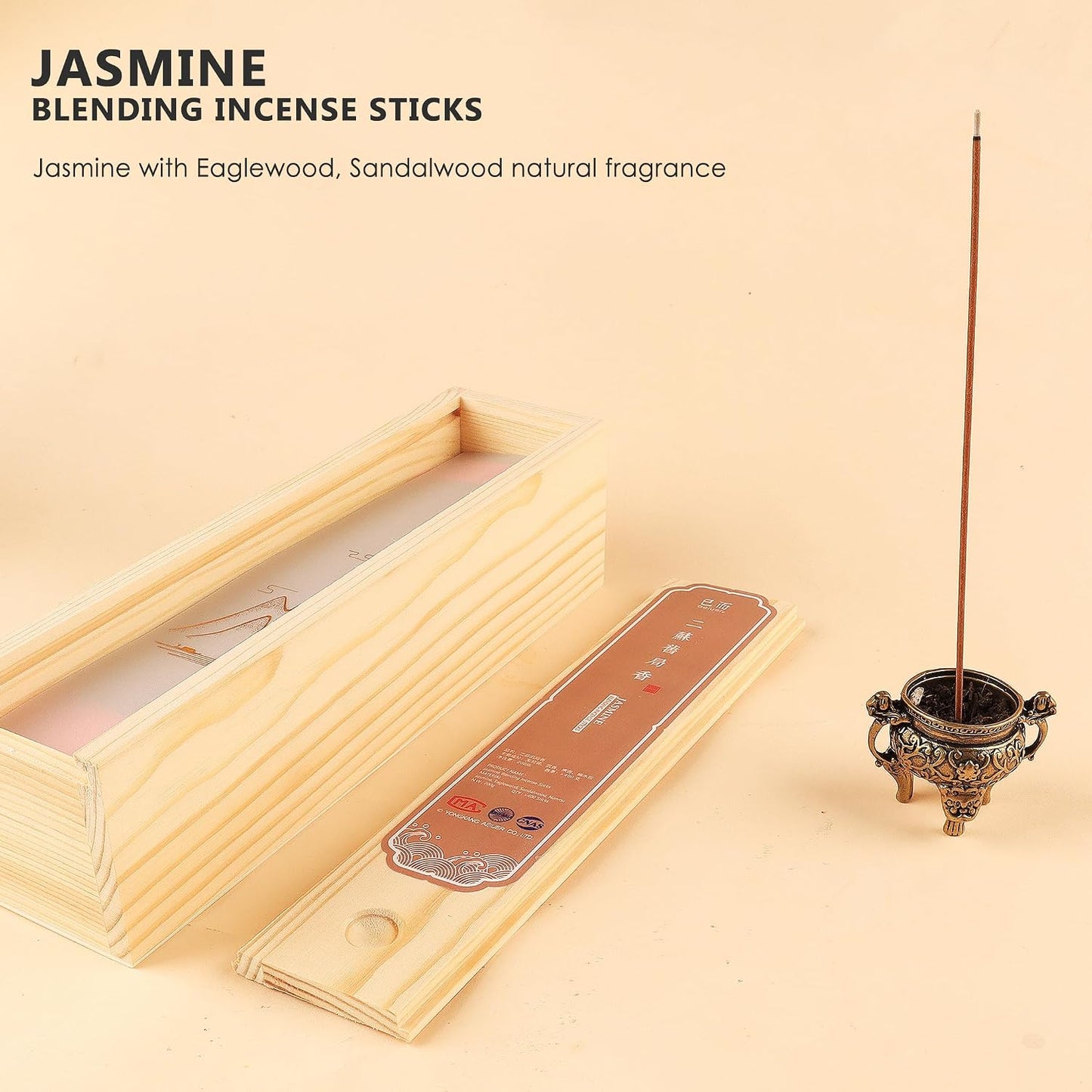 400 Pieces Joss Incense Sticks,Asian Classic Blending Incense, Natural Fragrance Air Freshener -Jasmine 二苏旧局