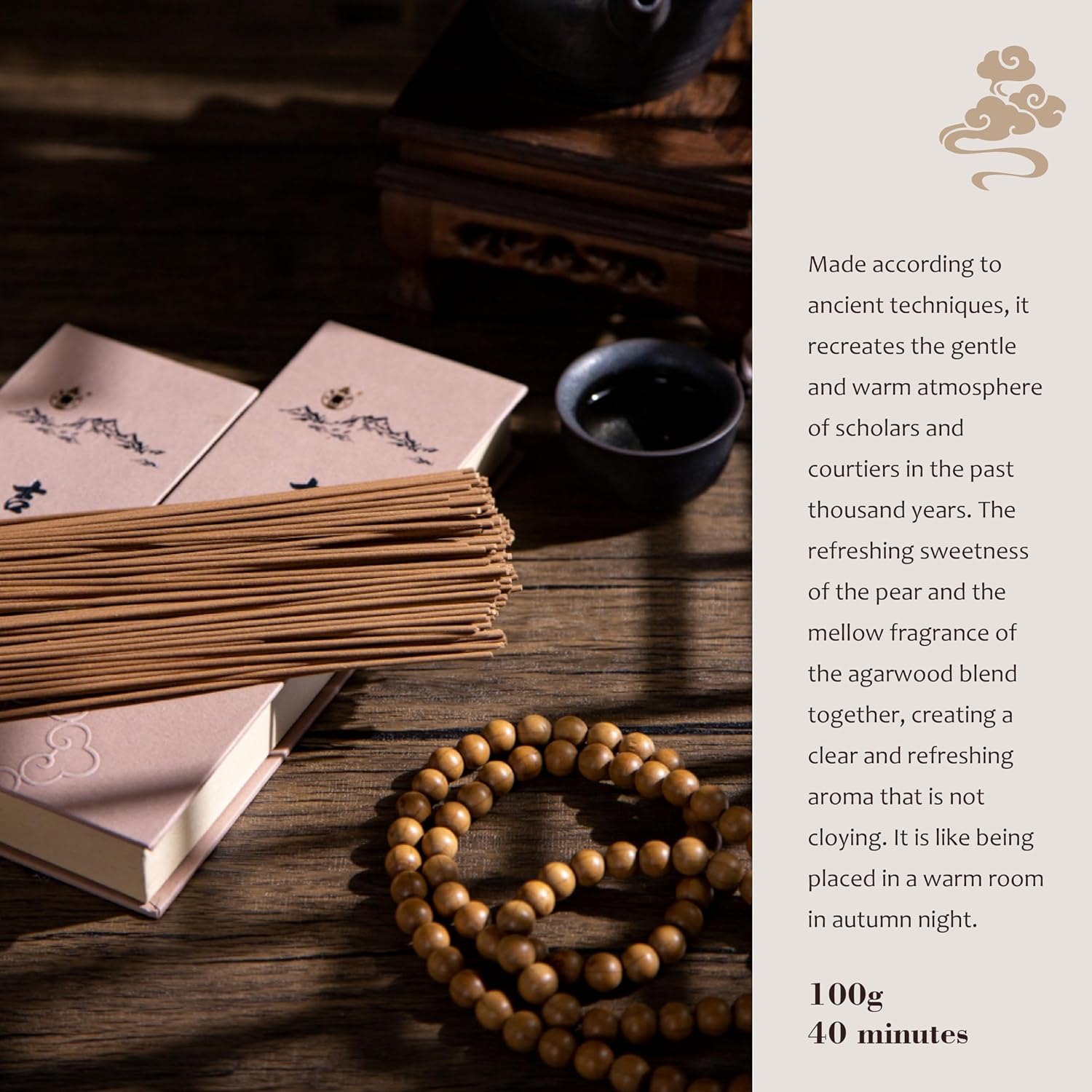 Incense Sticks, 110 Fuxi New Mountain Sandalwood Sticks - 100% Natural Chinese Aromatherapy, Charcoal Free & Coreless, for Daily Wellness, Yoga, and Home Fragrance