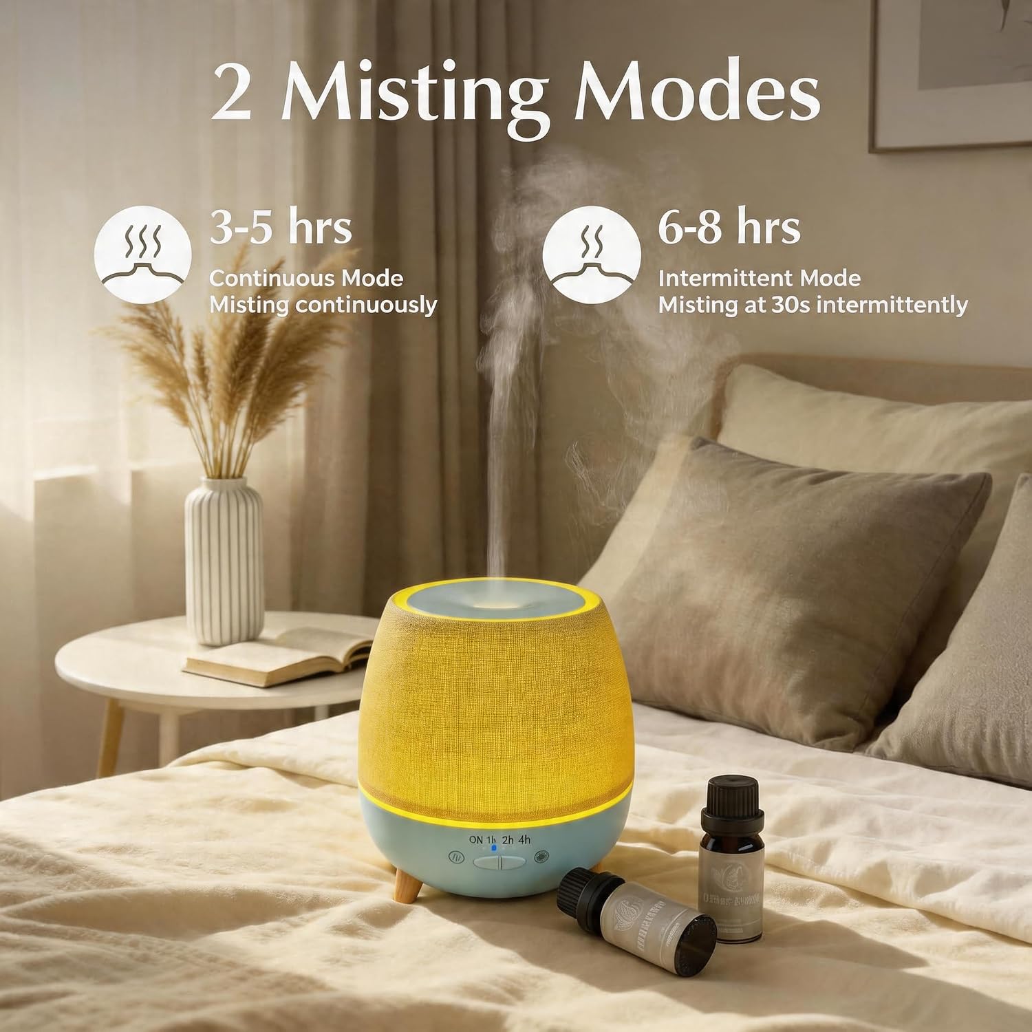 Essential Oil Diffuser 200ml with Fabric Cover and Night Lamp | Ultrasonic Aroma Diffuser | Humidifier w Lights | Room Decor | Small Humidifier for Bedroom,Quiet Diffuser for Hotel spa