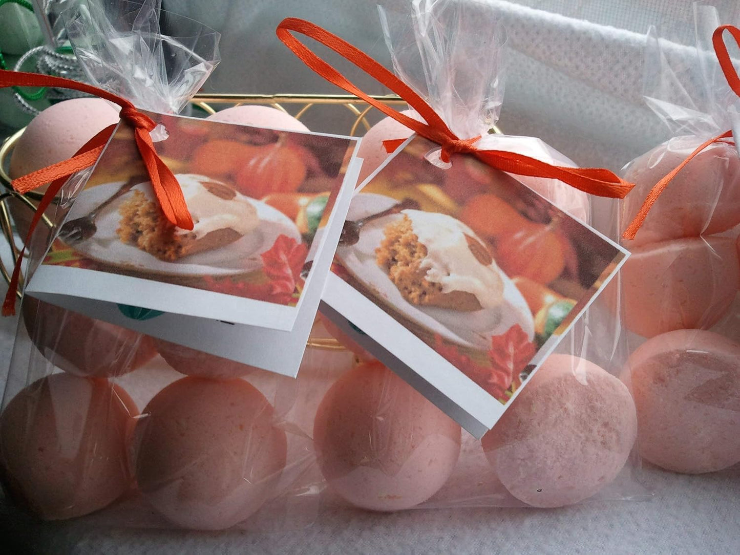Spa Pure Pumpkin Bath Bombs: 3 Pumpkin Creme Brulee Bath Bomb Fizzies, XL 5 Oz Each, Handmade with Shea, Mango, Cocoa Butter, Ultra Moisturizing, Individually Hand Wrapped (Pumpkin Creme Brulee FBA)