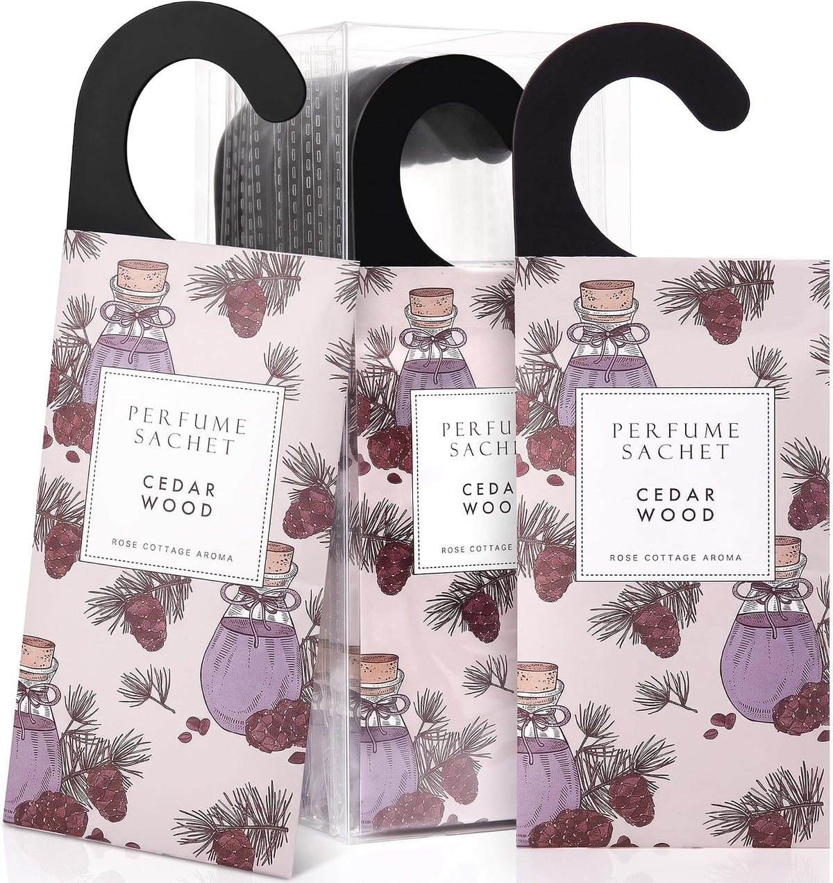 ROSE COTTAGE Large 12 Packs Cedar Wood Hanging Closet Deodorizer Air Freshener Long Lasting Scented Sachets Smell Goods for